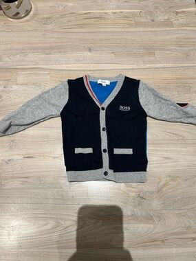 BOSS Kids Navy & Gray Cotton Cardigan